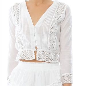 Loveshackfancy Victorian Blouse with Lace-Inset